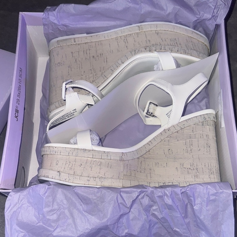 Madden Girl White Wedge Sandals with Ankle Straps